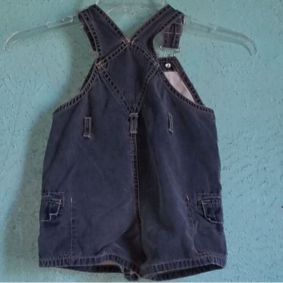 VINTAGE Baby Gap Overalls Shorts Black Denim Infant Baby 6-12M BOY GIRL - Picture 3 of 7